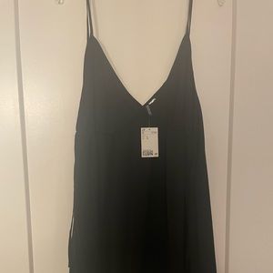 H&M Black Babydoll Silk Shift Dress, Spaghetti Strap